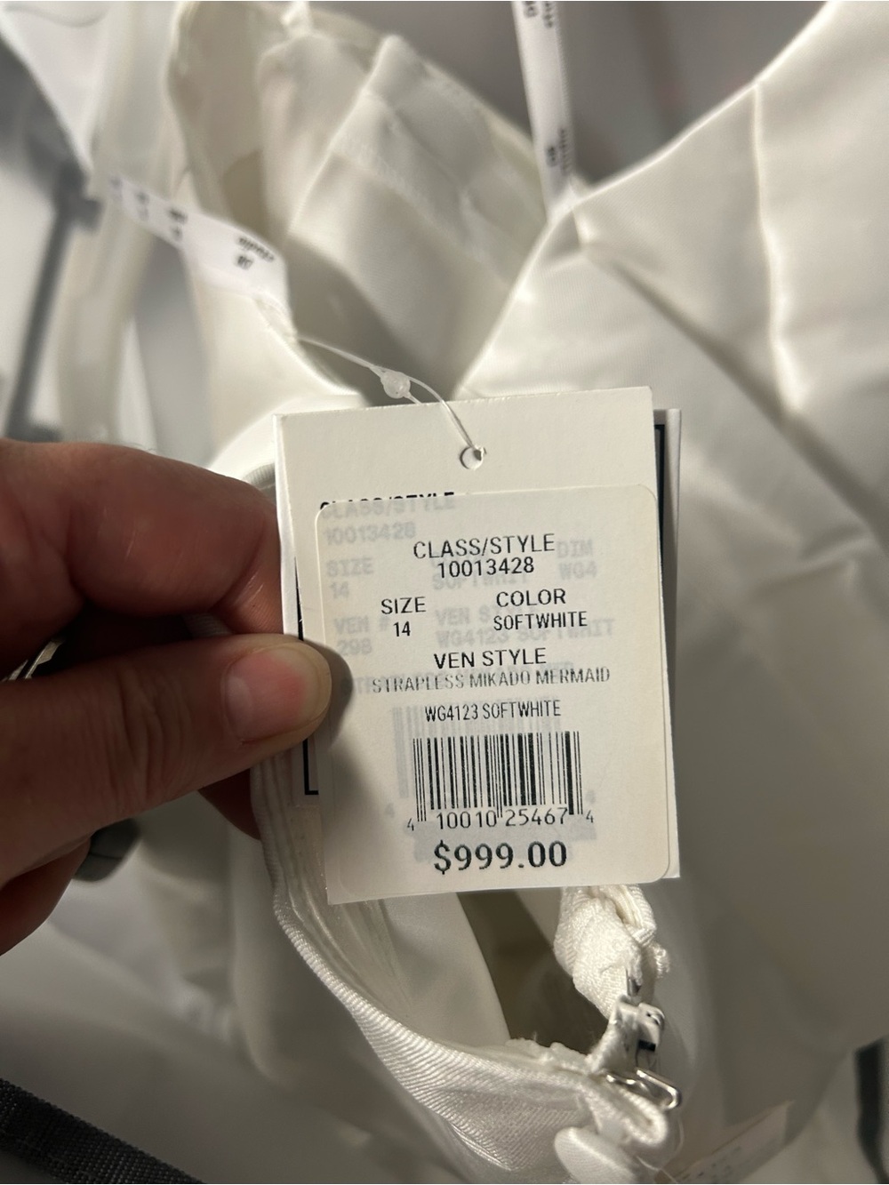 David's Bridal Soft White Strapless Wedding Gown